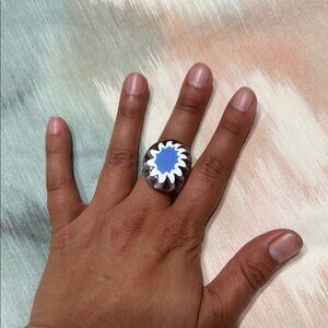Silver and Blue Statement Ring